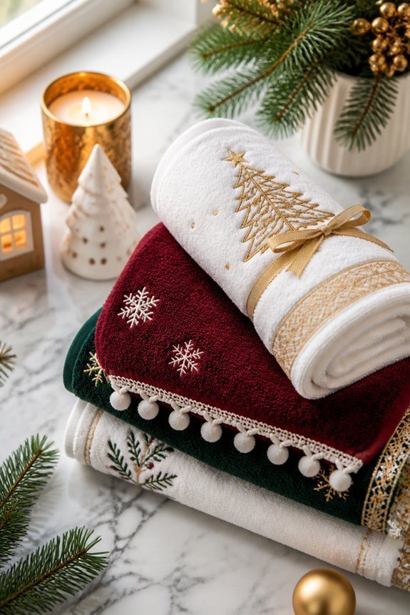 festive holiday bath towels