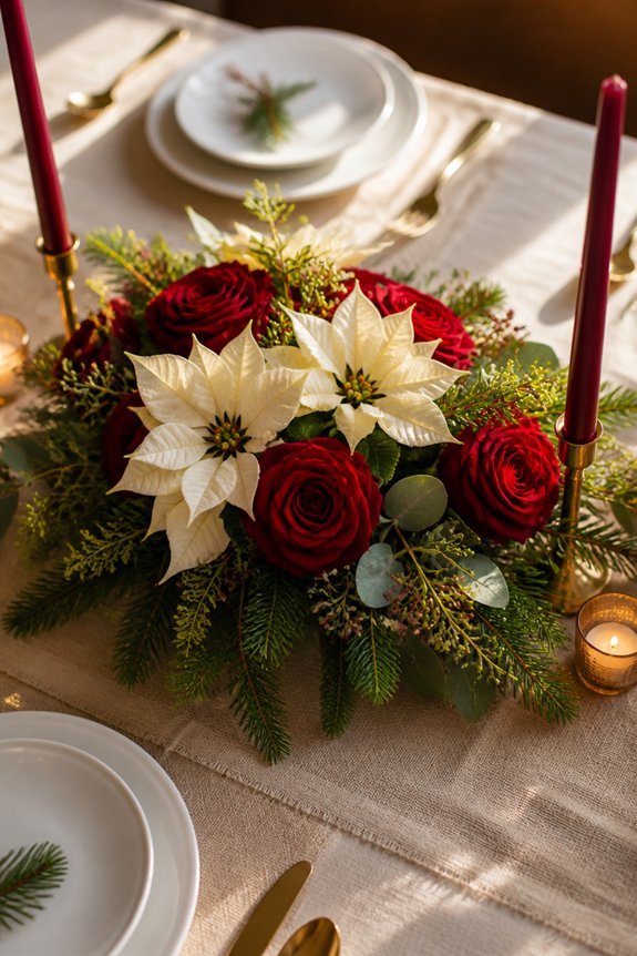 festive red green centerpiece