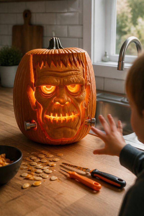flat topped monster pumpkin design