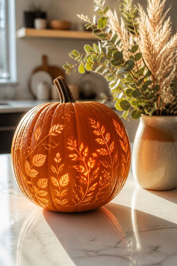 floral pumpkin carving ideas