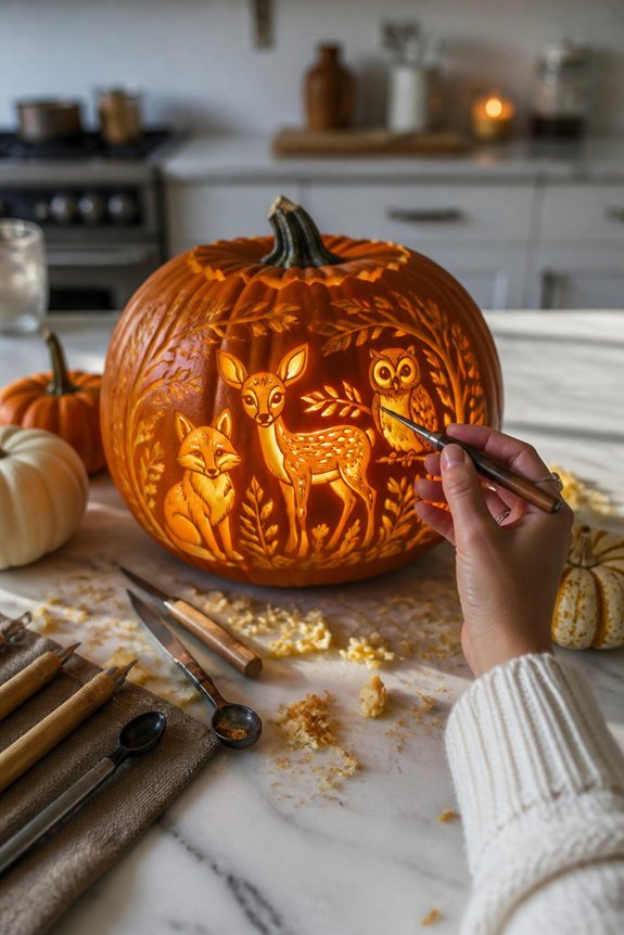 forest animal pumpkin designs