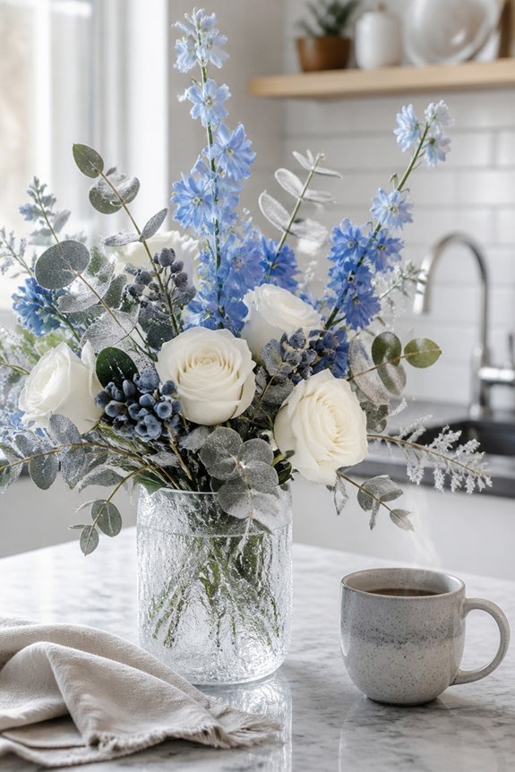 frosted floral winter decor