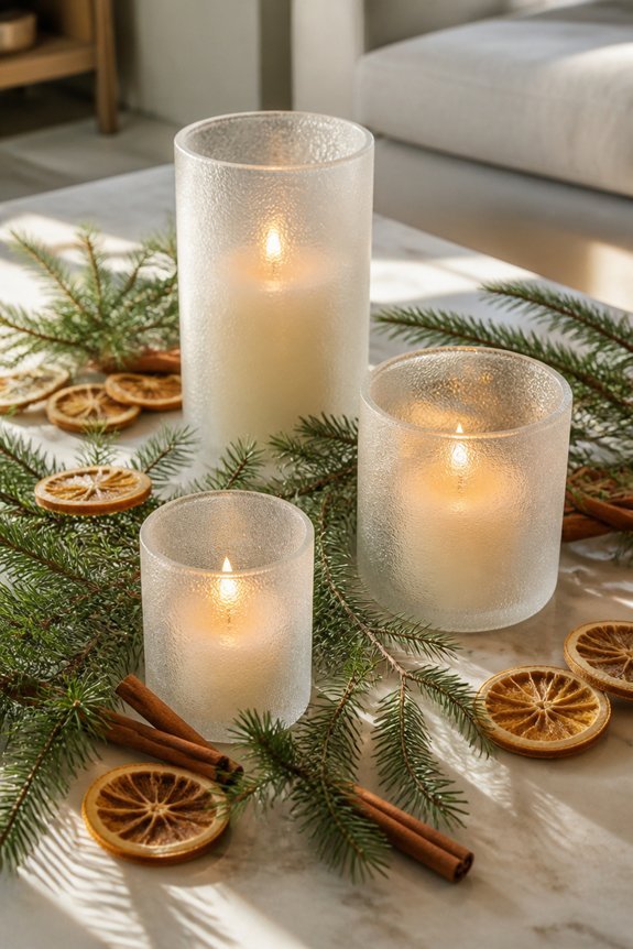 frosted glass candle arrangement