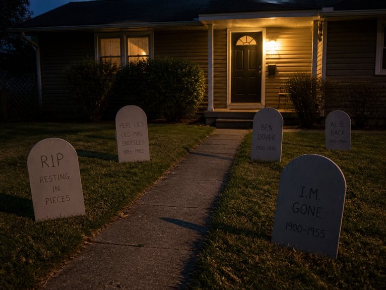 garden pathway tombstone markers