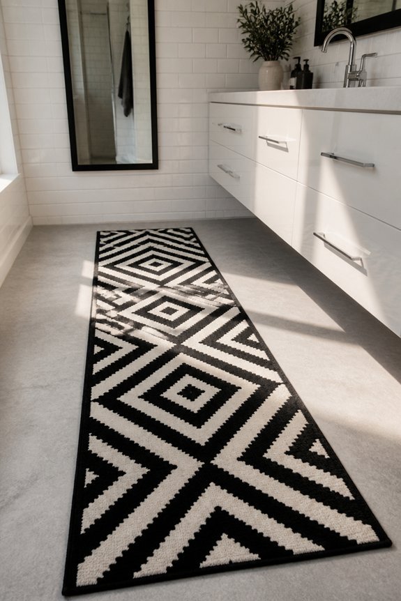 geometric black and white rugs