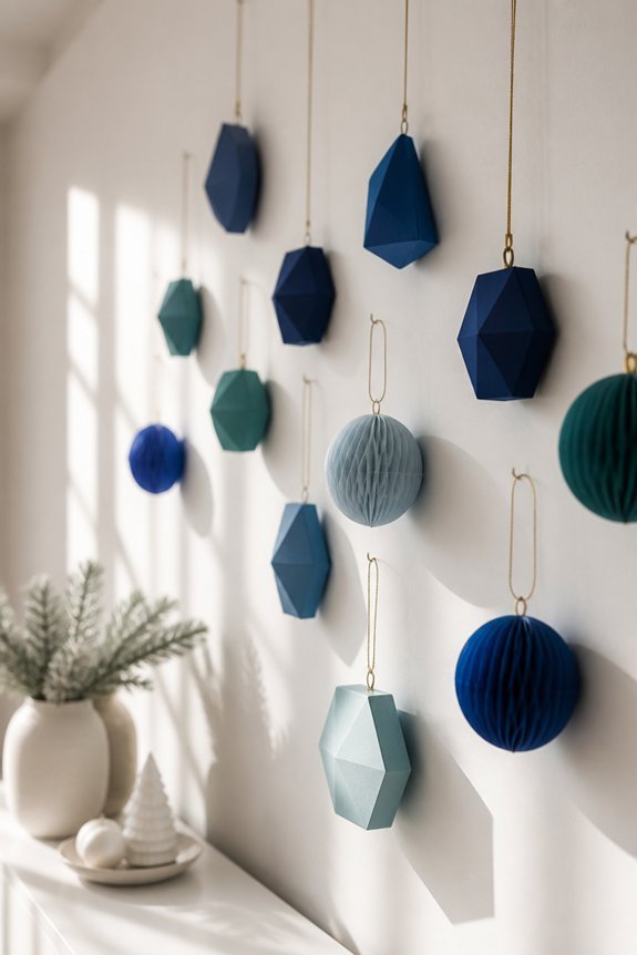 geometric blue ornament display