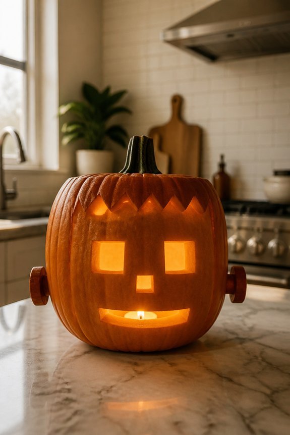 geometric frankenstein pumpkin design