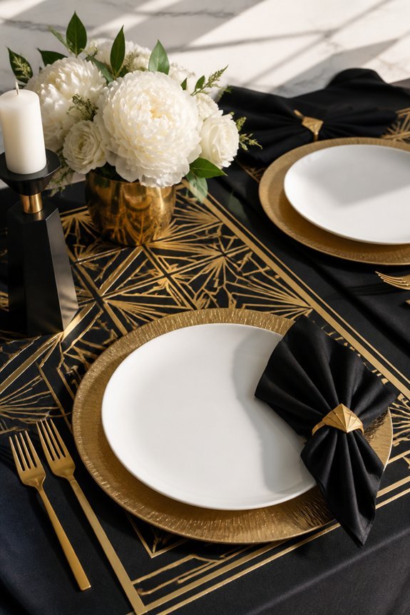geometric gold table layering