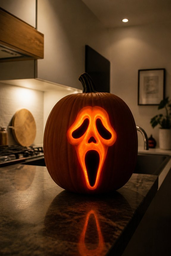 ghostface pumpkin carving design