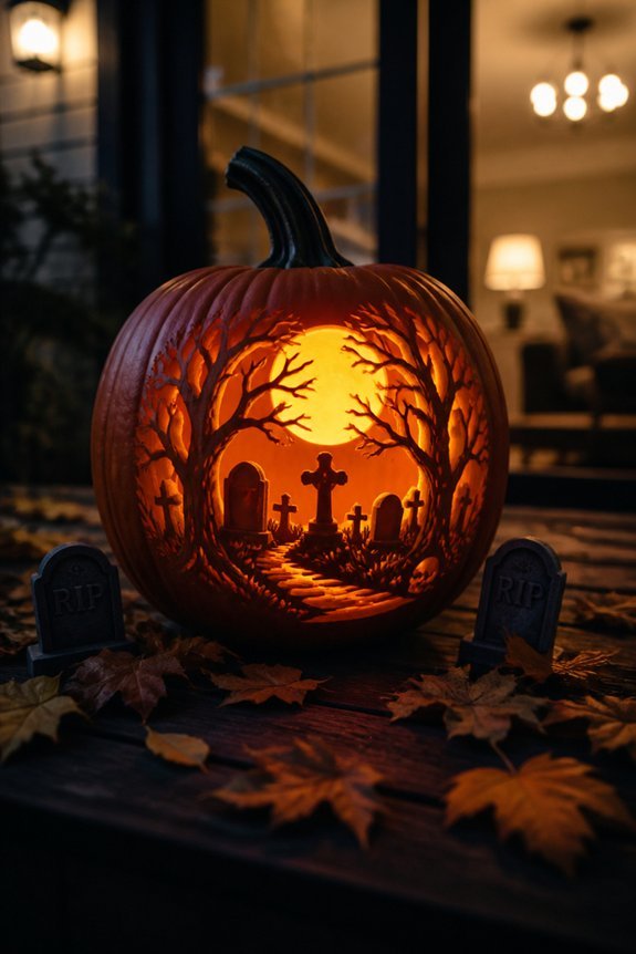 ghostly graveyard pumpkin designs
