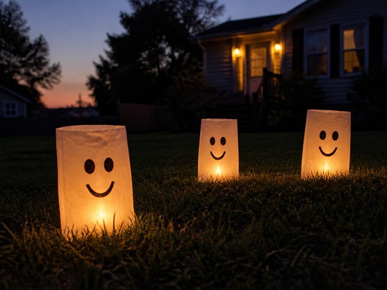 ghostly illuminated paper bags