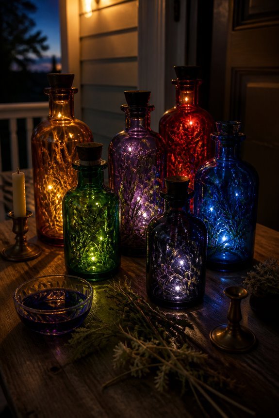 glowing apothecary bottle arrangements