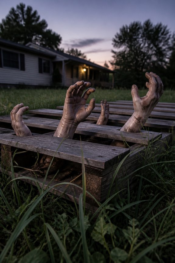 glowing hands claw upward