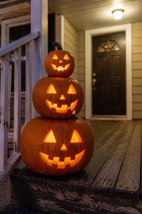 glowing stacked pumpkin displays