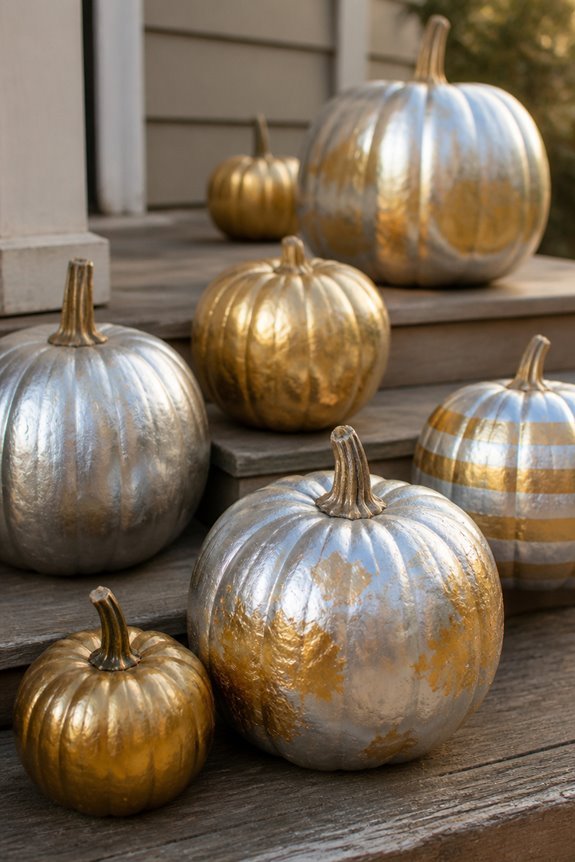 gold leaf pumpkin centerpieces
