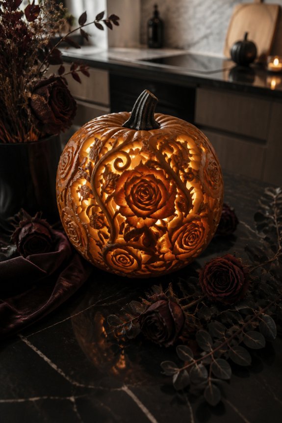 gothic floral pumpkin designs