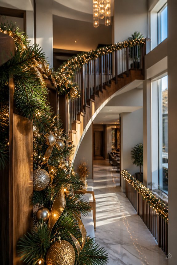 grand staircases garland display