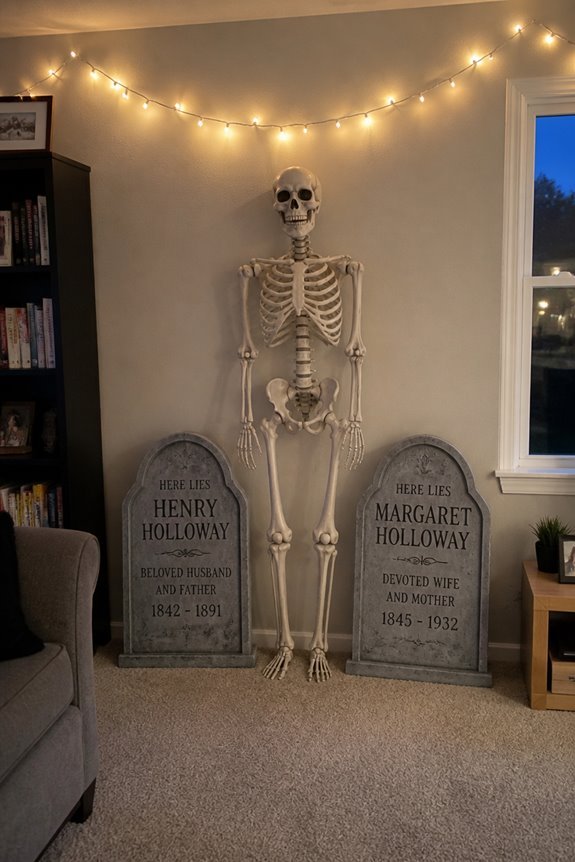 gravestone and skeleton placements