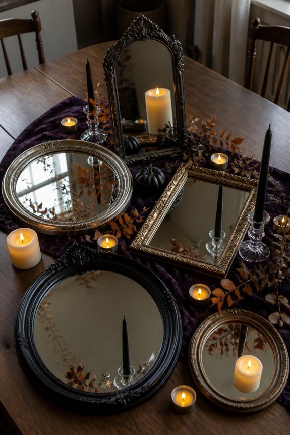 halloween mirrors reflect decorations