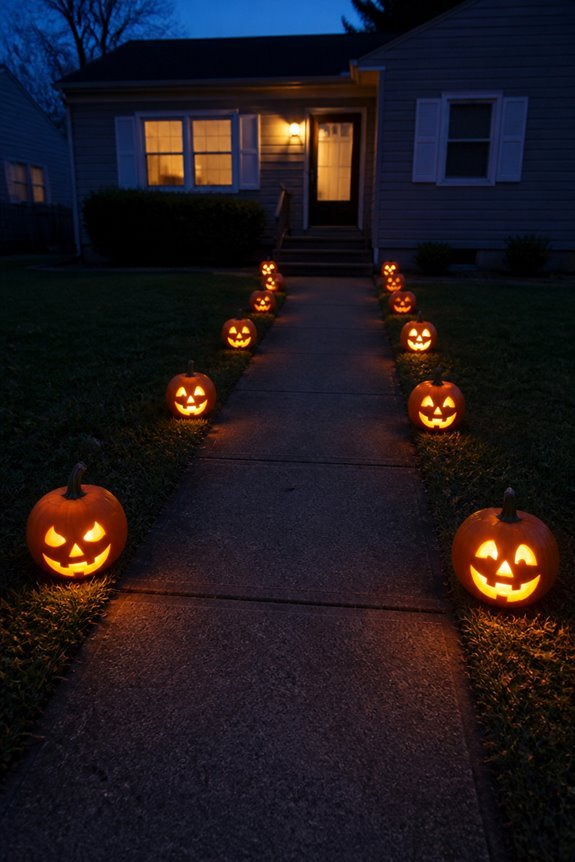 halloween pathway pumpkin lights