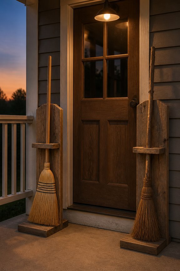 halloween rustic broom stands