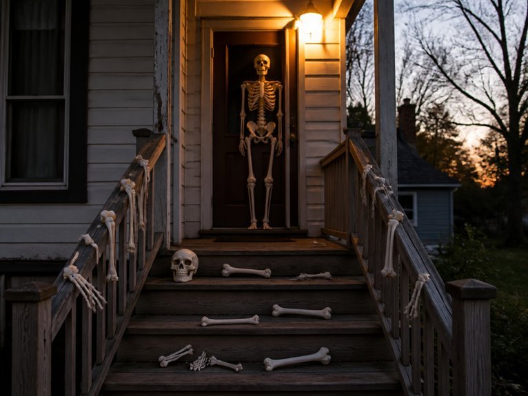 halloween skeleton porch decor