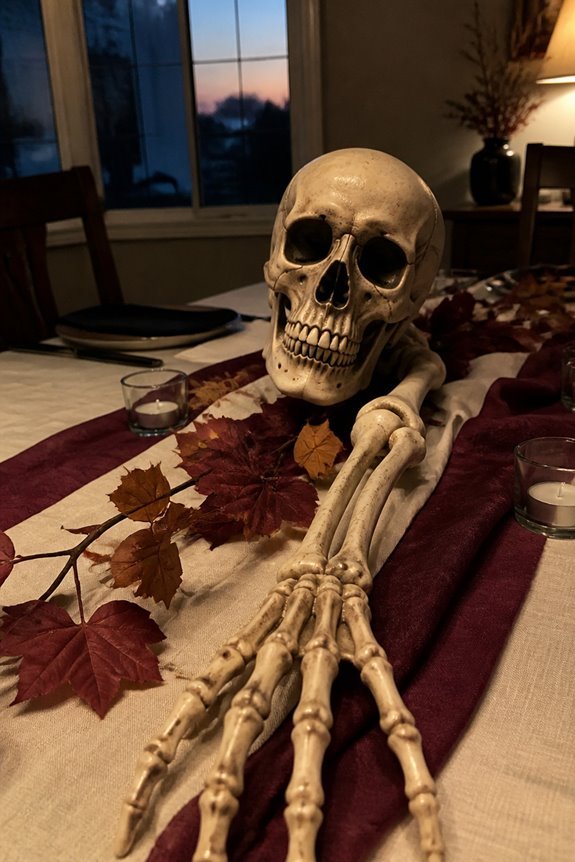 halloween table skeleton centerpieces