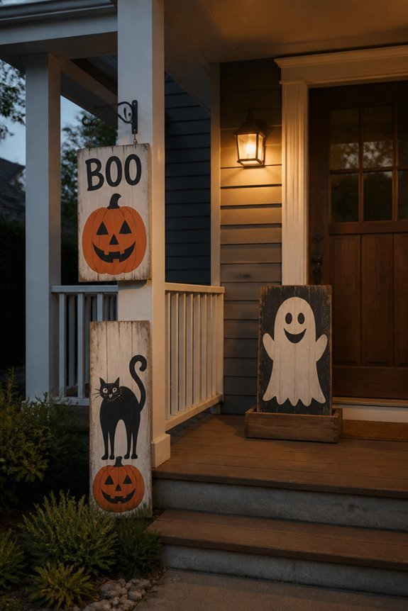 hand painted wooden halloween signs