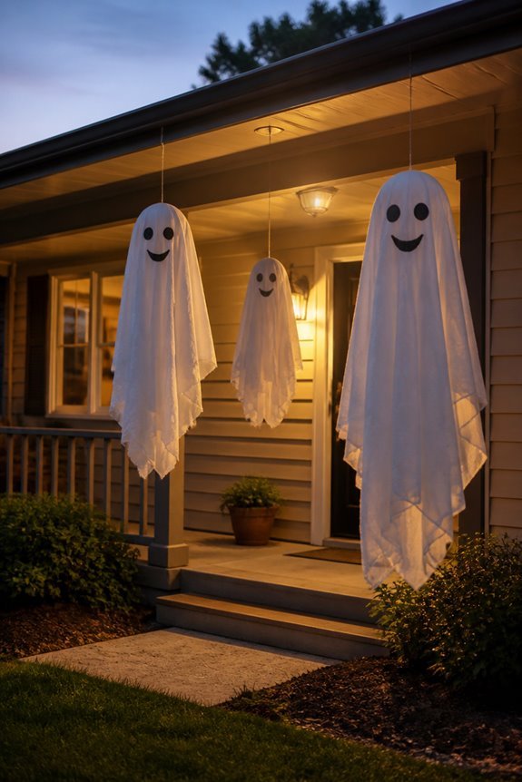 handcrafted white fabric ghosts