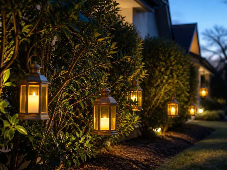 hanging lanterns with candles