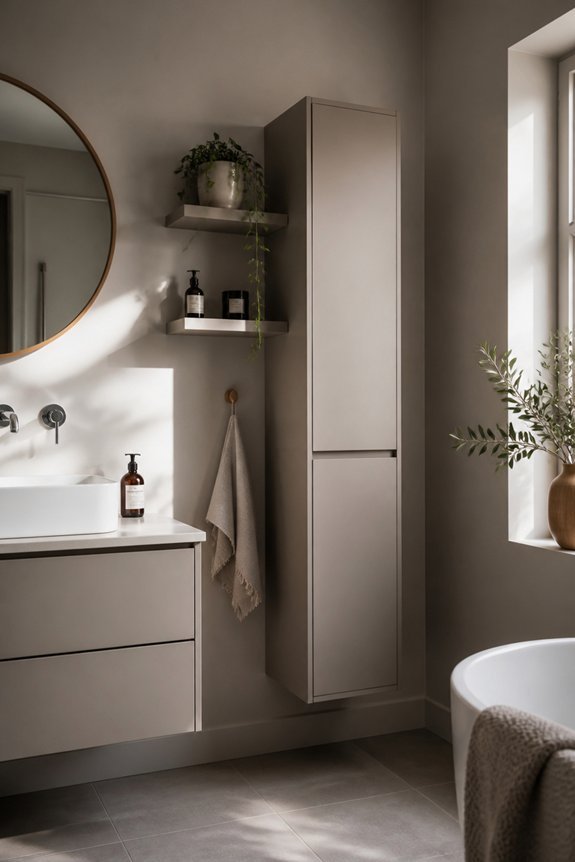 harmonious grey bathroom storage