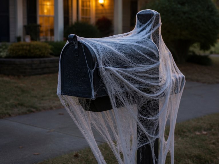 haunted mailbox cobweb decoration