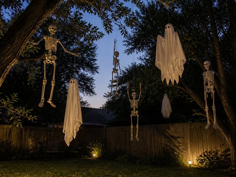 haunted yard decorations hanging