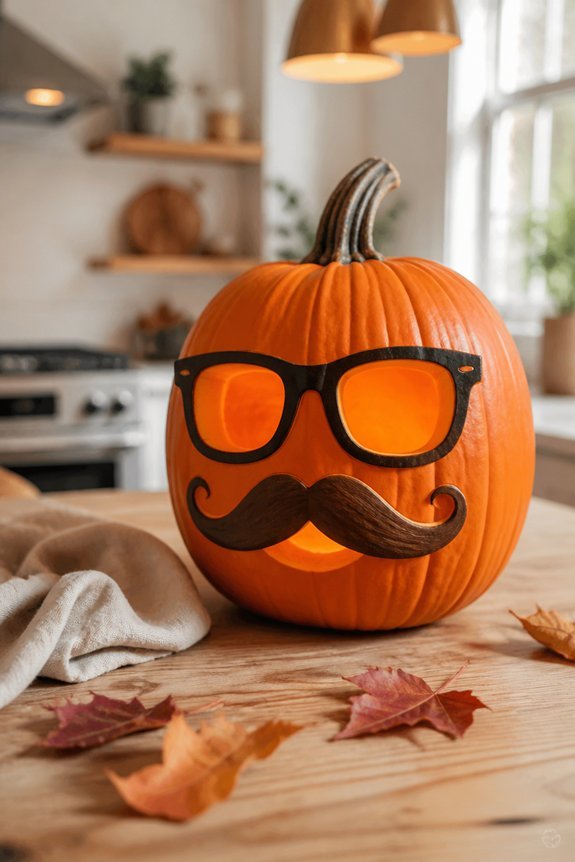 hipster pumpkin with mustache
