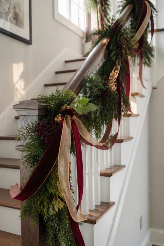 holiday staircase garland decoration