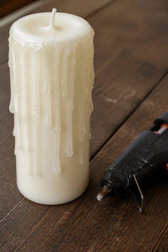 hot glue dripped wax