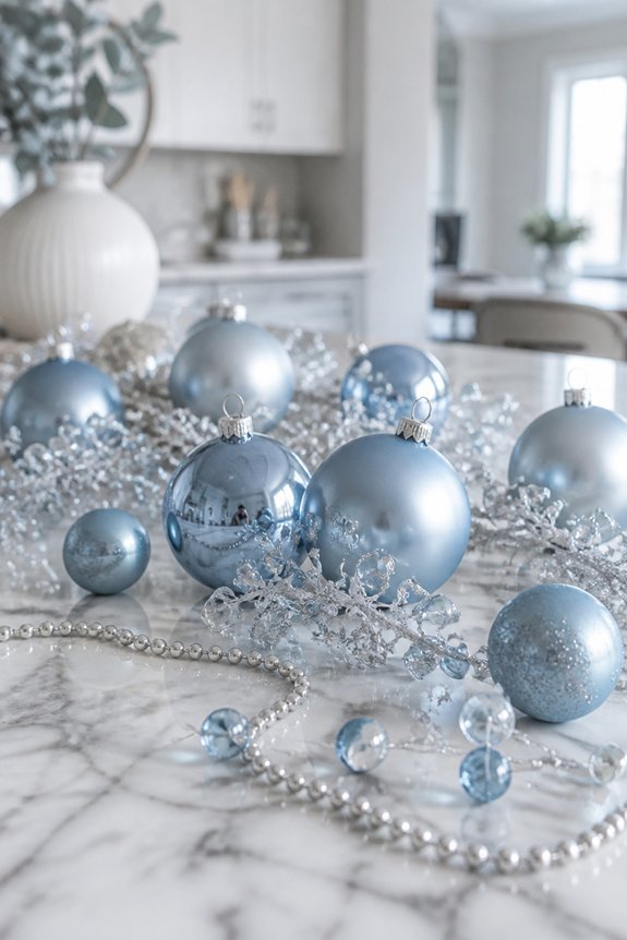 icy silver blue holiday decor