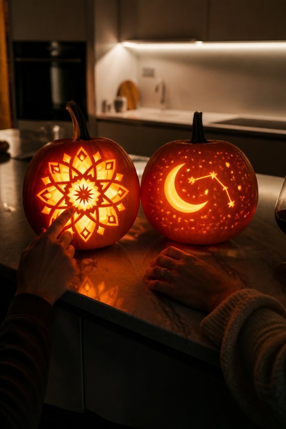 illuminated carved pumpkin displays