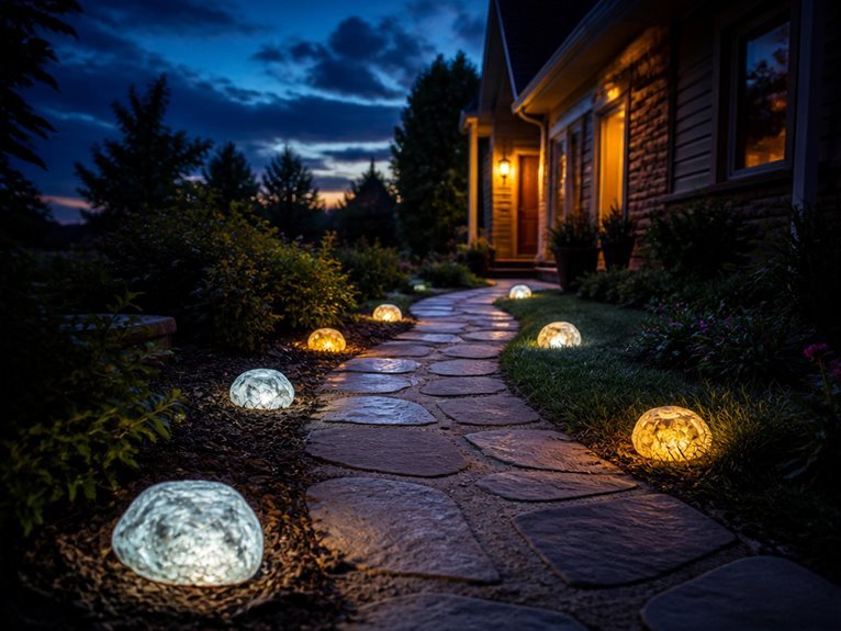 illuminated garden pathway stones