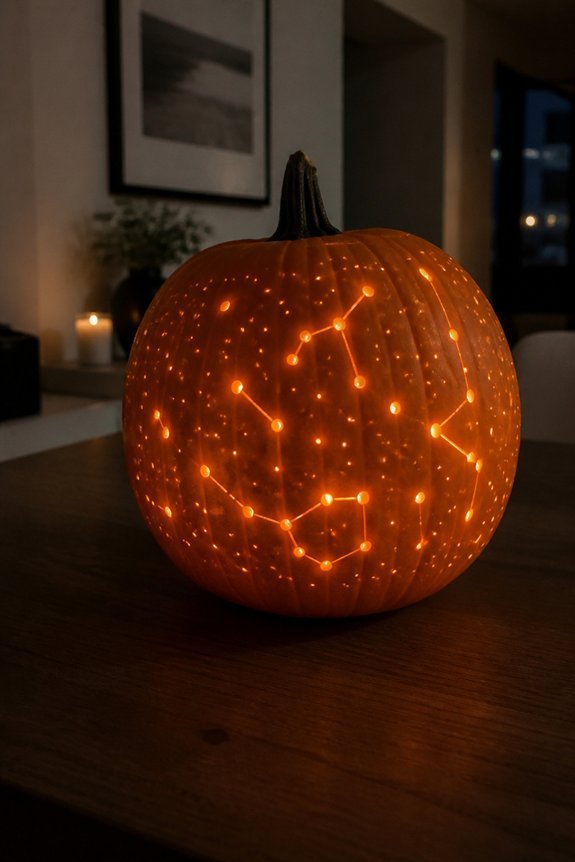 illuminated pumpkin constellation carvings