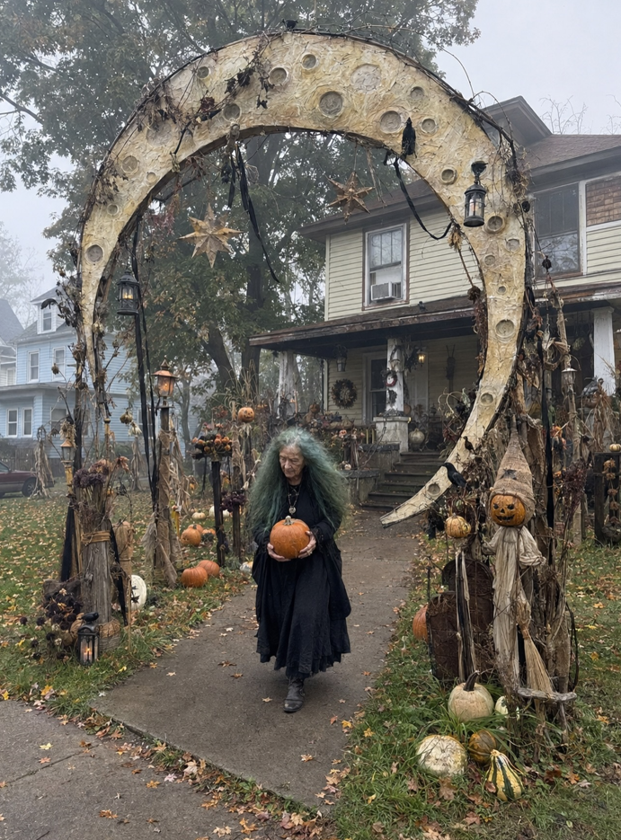 Create a Crescent Moon Archway With a Foggy Witch's Garden Look