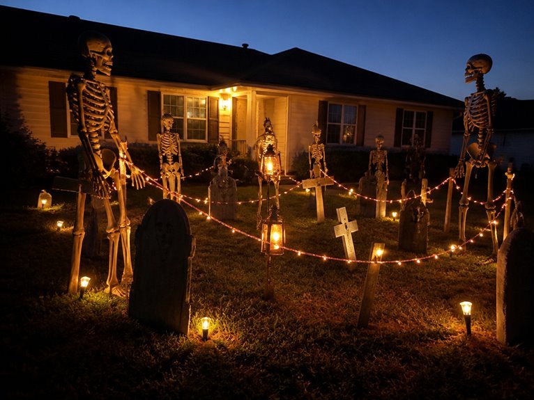 immersive skeleton cemetery display