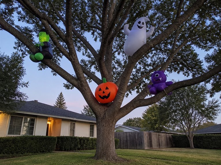 inflatable decorations in trees