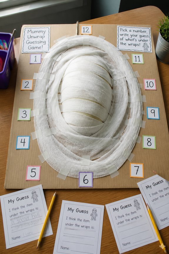 interactive mummy themed guessing board