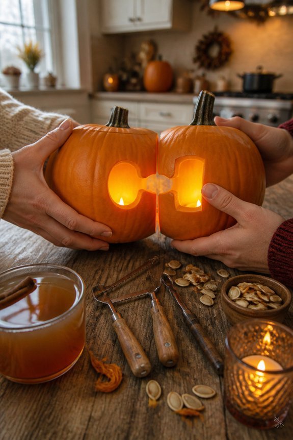 interlocking pumpkin designs unite