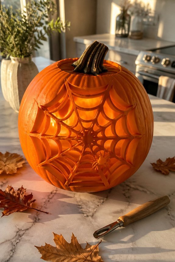 intricate pumpkin carving technique