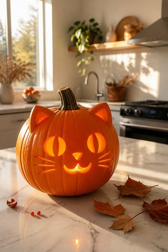 kawaii cat pumpkin carving