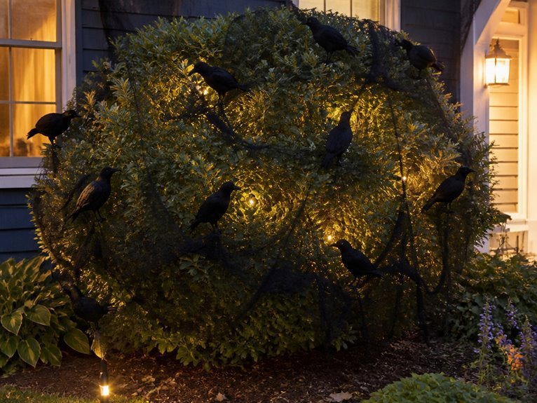 layered black mesh decor