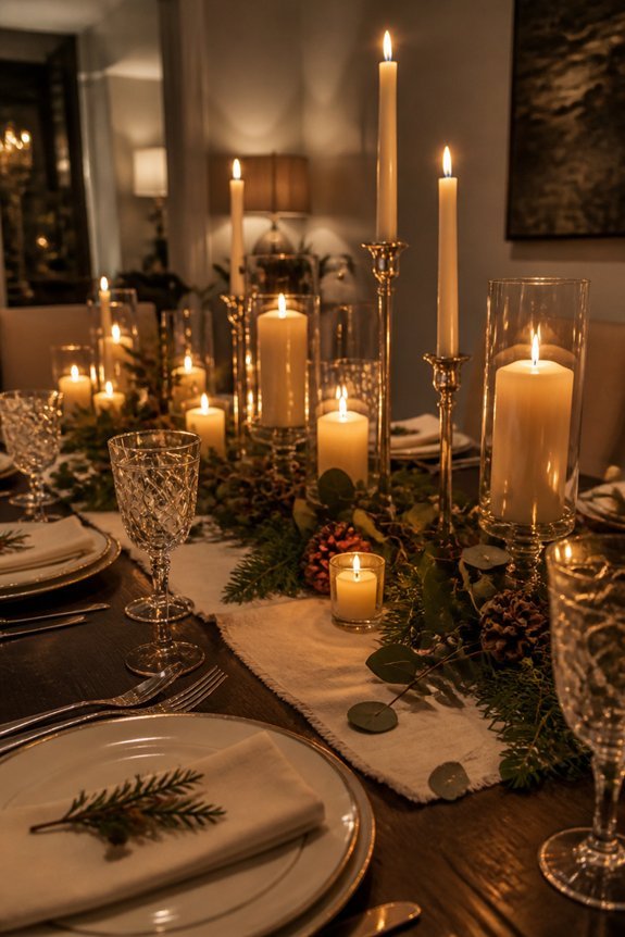 layered candlelight enhances ambiance