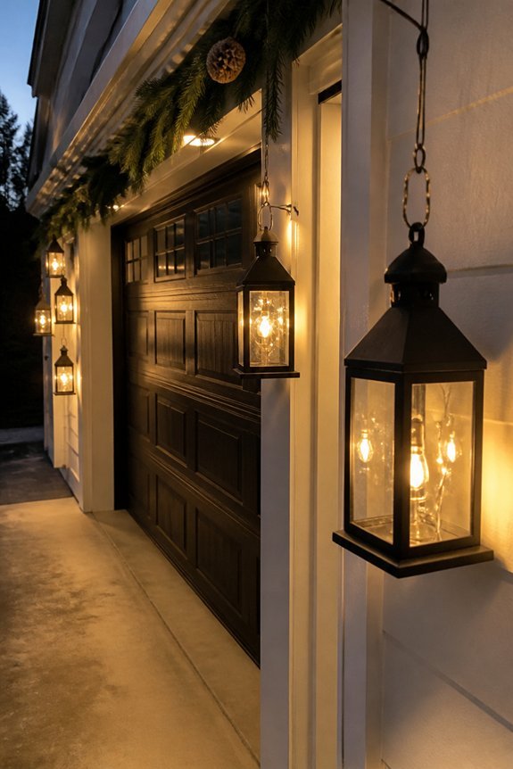 lighted lanterns enhance garages